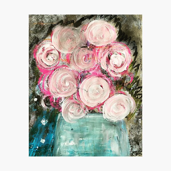 Pink Flowers In Vase Original Artwork Photographic Print