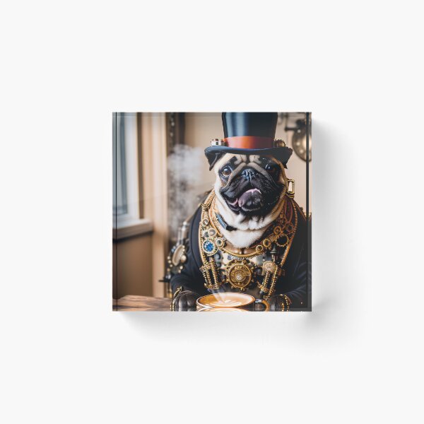 Item preview, Steampunk adventures with a pug and coffee designed and sold by ArtCreator2023.