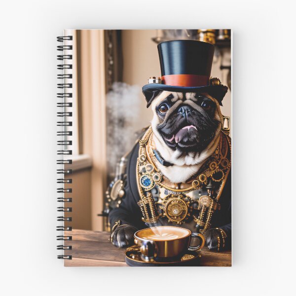 Item preview, Steampunk adventures with a pug and coffee designed and sold by ArtCreator2023.