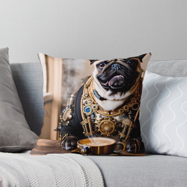 Item preview, Steampunk adventures with a pug and coffee designed and sold by ArtCreator2023.