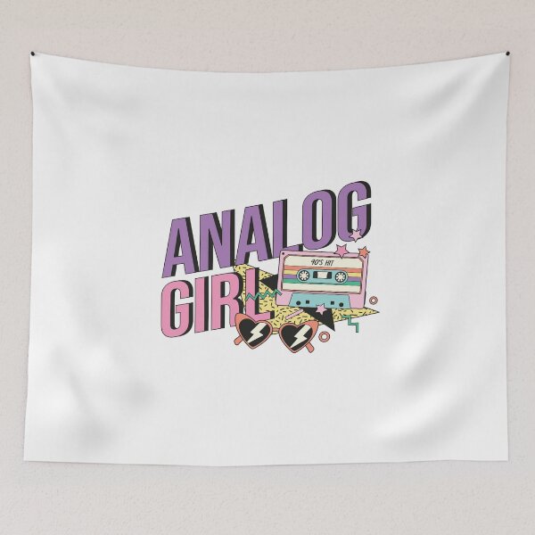 Item preview, Retro 90s Analog Girl Pink and Purple on White designed and sold by sweetbelle.