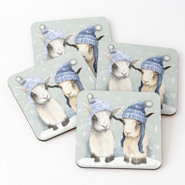 Item preview, Adorable Baby Goats in Winter Hats Playing in the Snow designed and sold by newnomads-art.