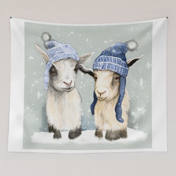Item preview, Adorable Baby Goats in Winter Hats Playing in the Snow designed and sold by newnomads-art.