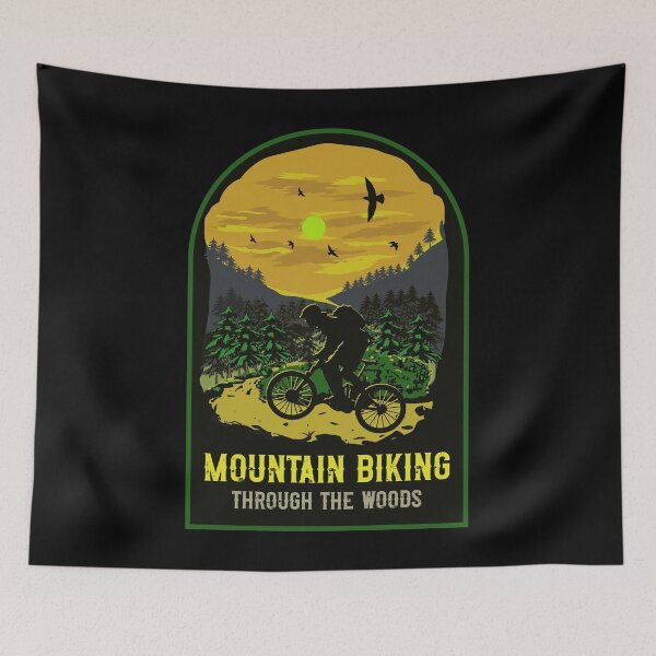 Item preview, Mountain biking through the woods designed and sold by HomeCoquette.