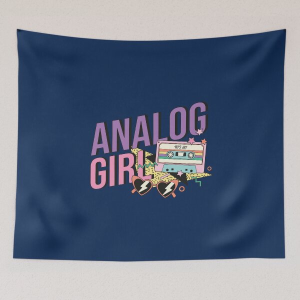 Item preview, Copy of Retro 90s Analog Girl Pink and Purple on Blue designed and sold by sweetbelle.