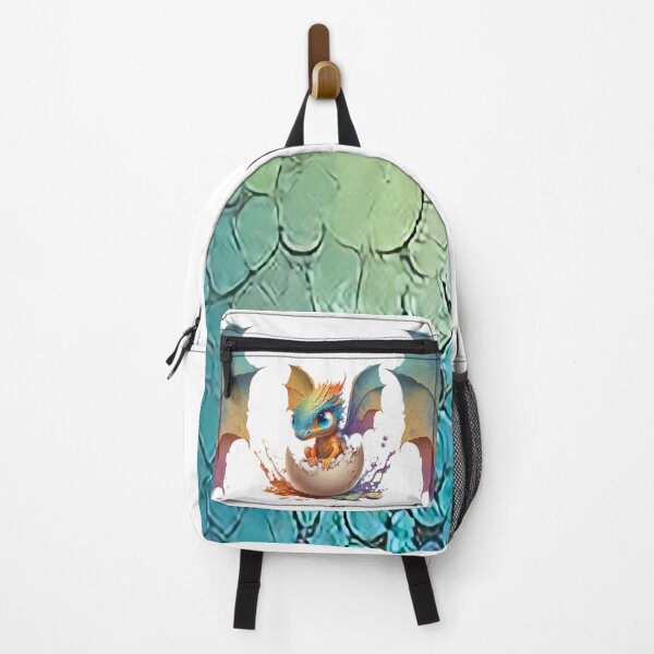 Item preview, Newly Hatched Baby Orange Multicolored Dragon with Tiny Rainbow Wings and Blue Eyes - Ready for Adventure! designed and sold by Dragonstrom.