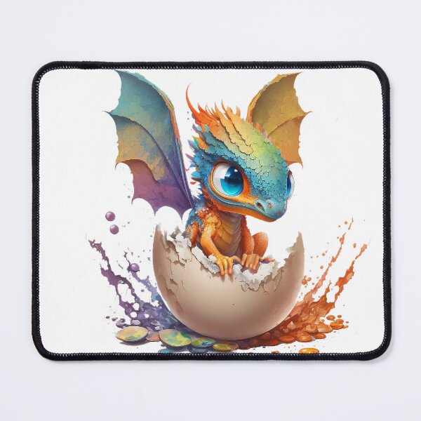 Item preview, Newly Hatched Baby Orange Multicolored Dragon with Tiny Rainbow Wings and Blue Eyes - Ready for Adventure! designed and sold by Dragonstrom.