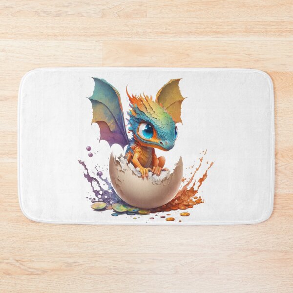 Item preview, Newly Hatched Baby Orange Multicolored Dragon with Tiny Rainbow Wings and Blue Eyes - Ready for Adventure! designed and sold by Dragonstrom.