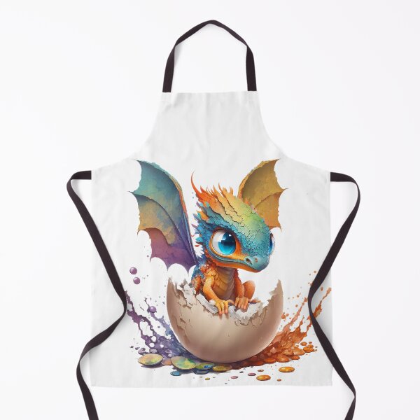 Item preview, Newly Hatched Baby Orange Multicolored Dragon with Tiny Rainbow Wings and Blue Eyes - Ready for Adventure! designed and sold by Dragonstrom.