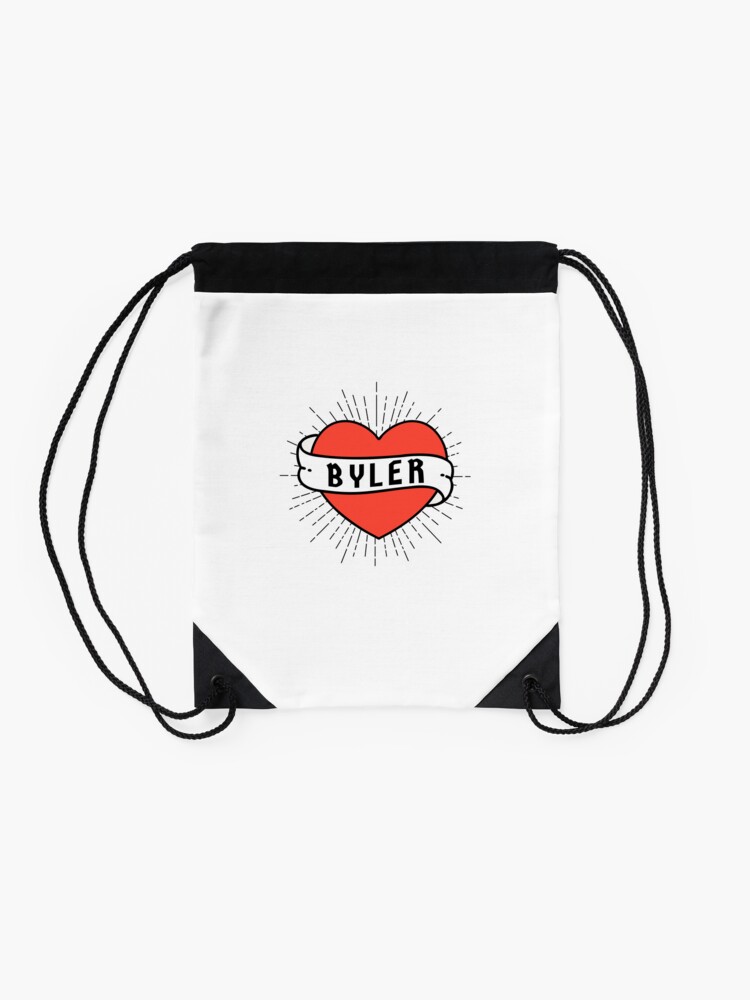 Thumbnail 2 of 3, Drawstring Bag, Byler Heart and Banner designed and sold by humnoo.