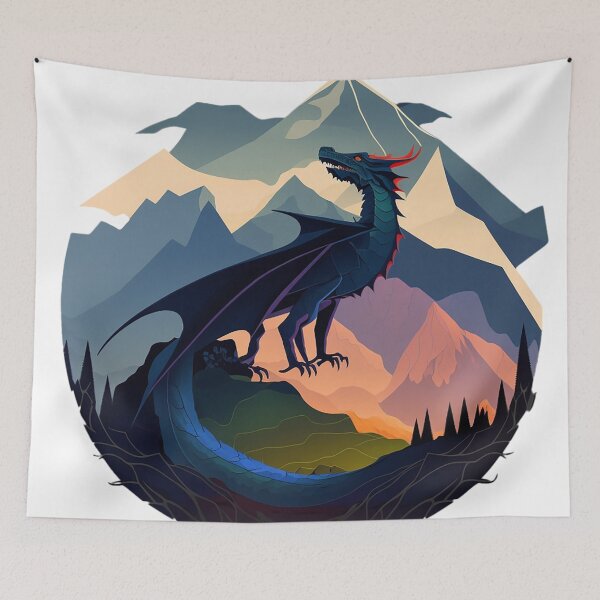 Item preview, Dragon and mountains art  designed and sold by Maryberry96.