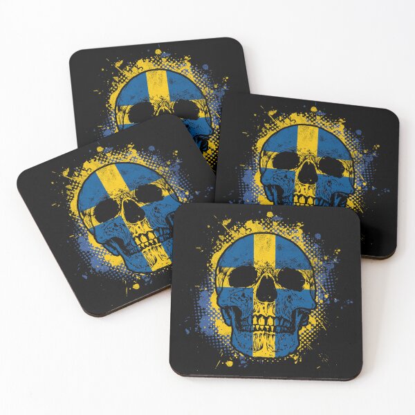 Item preview, Skull with Swedish flag designed and sold by Mila1946.