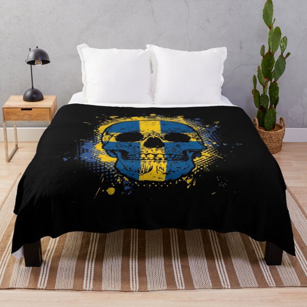 Item preview, Skull with Swedish flag designed and sold by Mila1946.