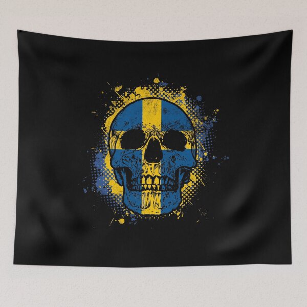 Item preview, Skull with Swedish flag designed and sold by Mila1946.