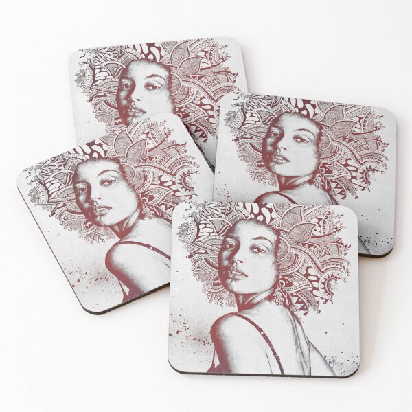 Item preview, Viewforia roja | retrato realista de niña afro zentangle designed and sold by Marco Paludet.