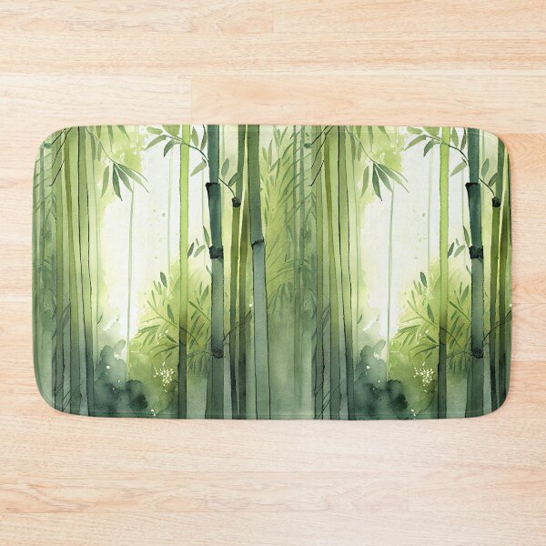 Item preview, Watercolor of a bamboo forest in greens designed and sold by artefacta.