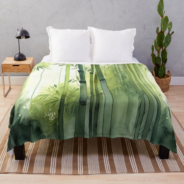 Item preview, Watercolor of a bamboo forest in greens designed and sold by artefacta.