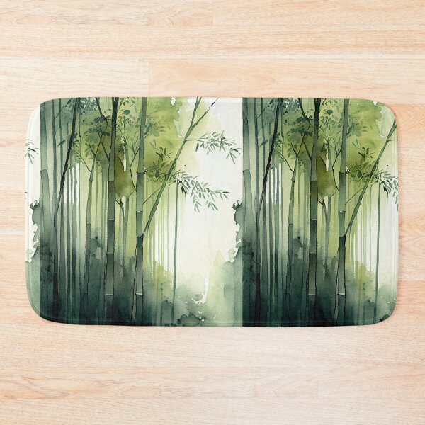 Item preview, Watercolor of a bamboo forest in greens designed and sold by artefacta.