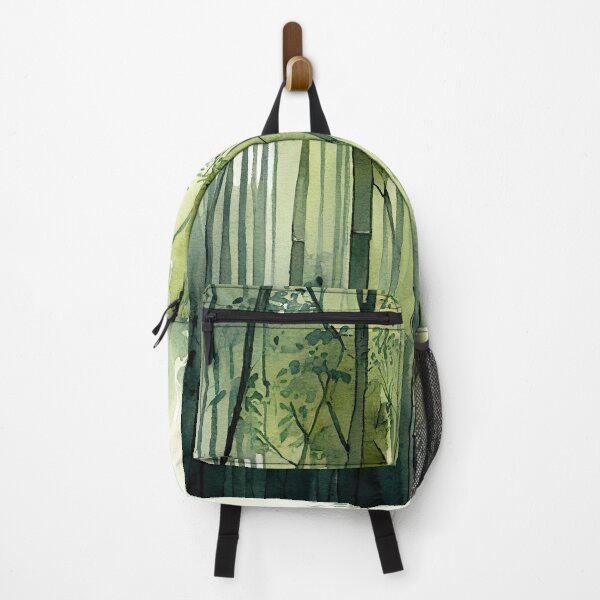 Item preview, Watercolor of a bamboo forest in greens designed and sold by artefacta.