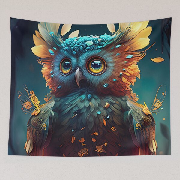 Item preview, Kawaii fluffy owl illustration designed and sold by RK - Shop.