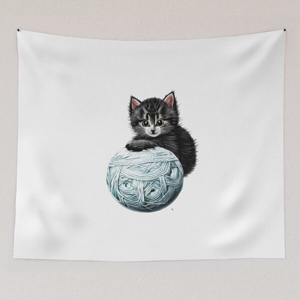 Item preview, Funny And Cute Cat With A Ball Of Wool designed and sold by adamtepl.
