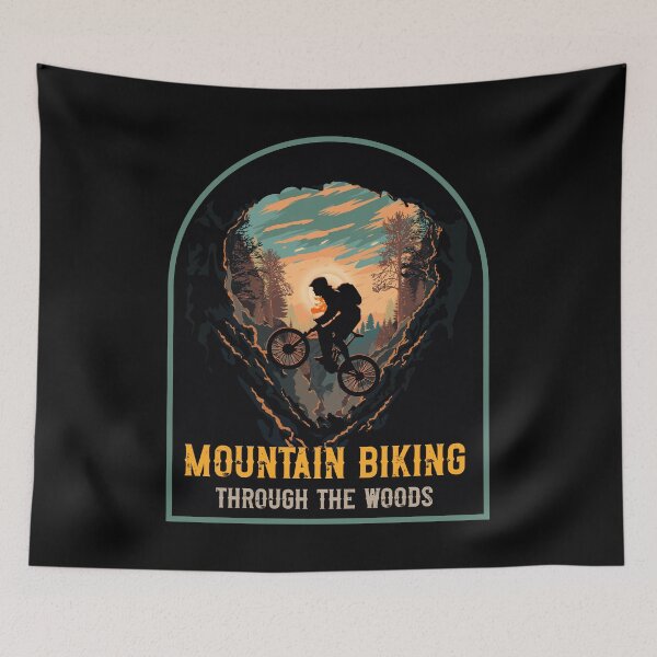 Item preview, Mountain biking through the woods designed and sold by HomeCoquette.