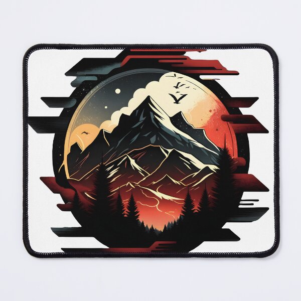Item preview, red glitchy landscape illustration designed and sold by R&B Art and design.