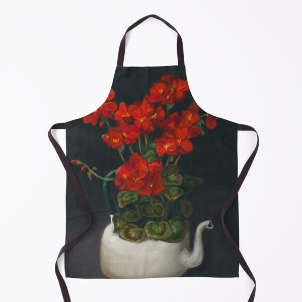 Item preview, Red Geranium in pot, handpainted fine art designed and sold by EmeraldeaArt.