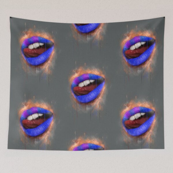 Item preview, Blue and Purple Lips | Lipstick Art Design | Blue Purple Lipstick Painted  designed and sold by Mitch616Art.