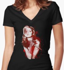 Splatter Buffy Women's Fitted V-Neck T-Shirt