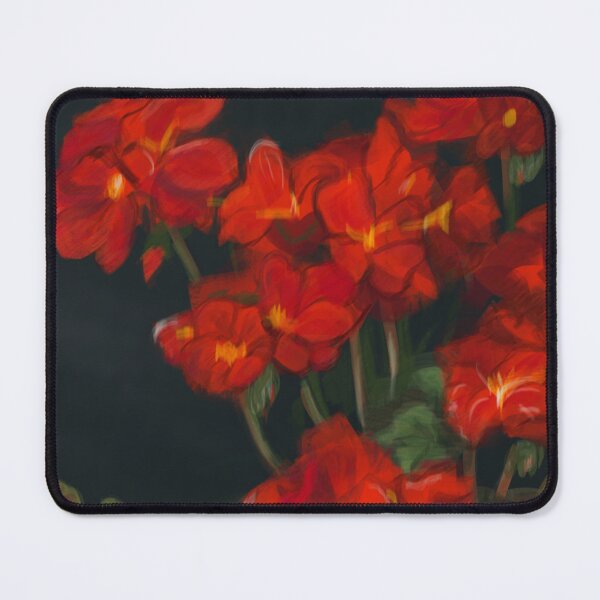 Item preview, Blossoming Red Geranium flowers petals, handpainted fine art designed and sold by EmeraldeaArt.