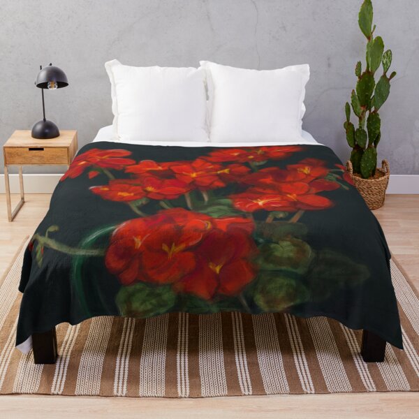 Item preview, Blossoming Red Geranium flowers petals, handpainted fine art designed and sold by EmeraldeaArt.