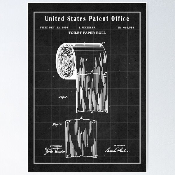 Artikel-Vorschau von Toilettenpapier Vintage Patent Art Drawing Print – Toilettenpapier Blaupause Print Geschenkidee – minimalistische Wohnkultur-Idee, designt und verkauft von ismdesigner.
