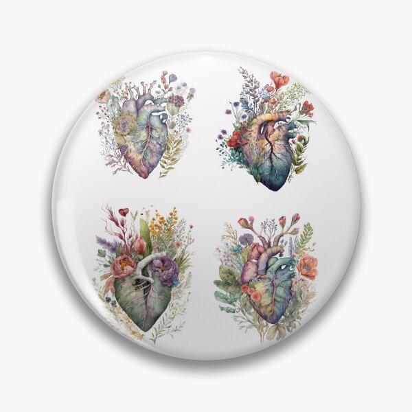 Item preview, Blooming Hearts Sticker pack - floral anatomy botanical illustration designed and sold by EmeraldeaArt.