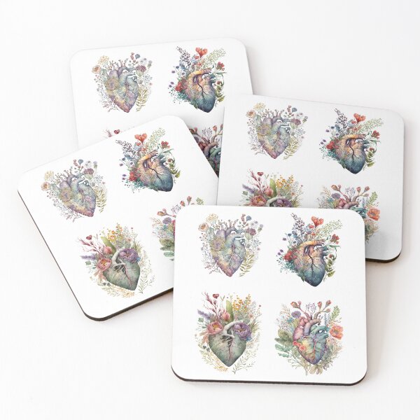 Item preview, Blooming Hearts Sticker pack - floral anatomy botanical illustration designed and sold by EmeraldeaArt.