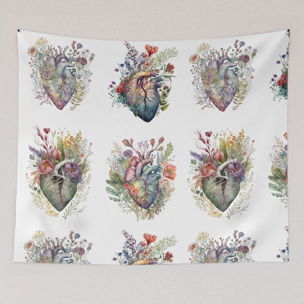 Item preview, Blooming Hearts Sticker pack - floral anatomy botanical illustration designed and sold by EmeraldeaArt.