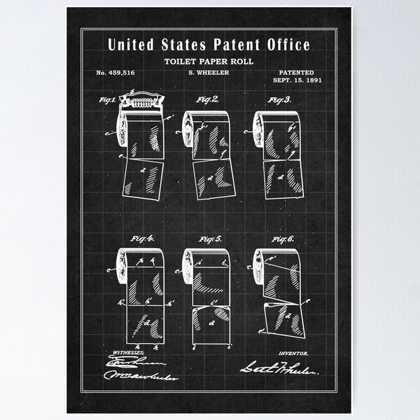 Artikel-Vorschau von Toilettenpapier Vintage Patent Art Drawing Print – Toilettenpapier Blaupause Print Geschenkidee – minimalistische Wohnkultur-Idee, designt und verkauft von ismdesigner.