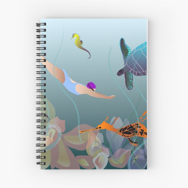 Item preview, Swimming with turtle and sea horse designed and sold by ahahdodo.