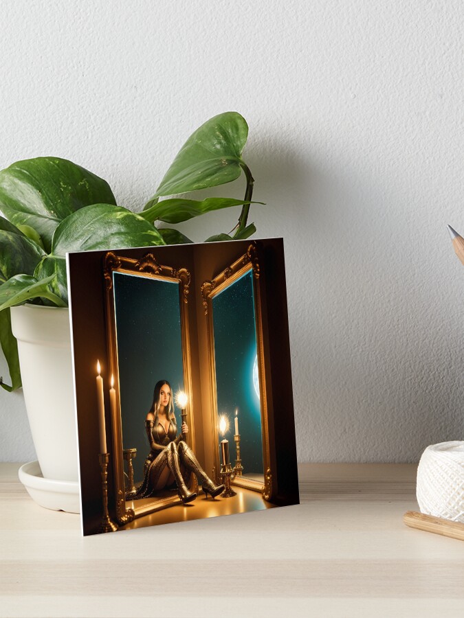 Beautiful Girl in Black Dress on Mirror with Candles, Golden Details - Woman Collection" Art Board Print for Sale by SpektroDesign | Redbubble Beautiful Girl in Black Dress on Mirror with Candles, Golden Details - Woman Collection" Art Board Print for Sale by SpektroDesign | Redbubble