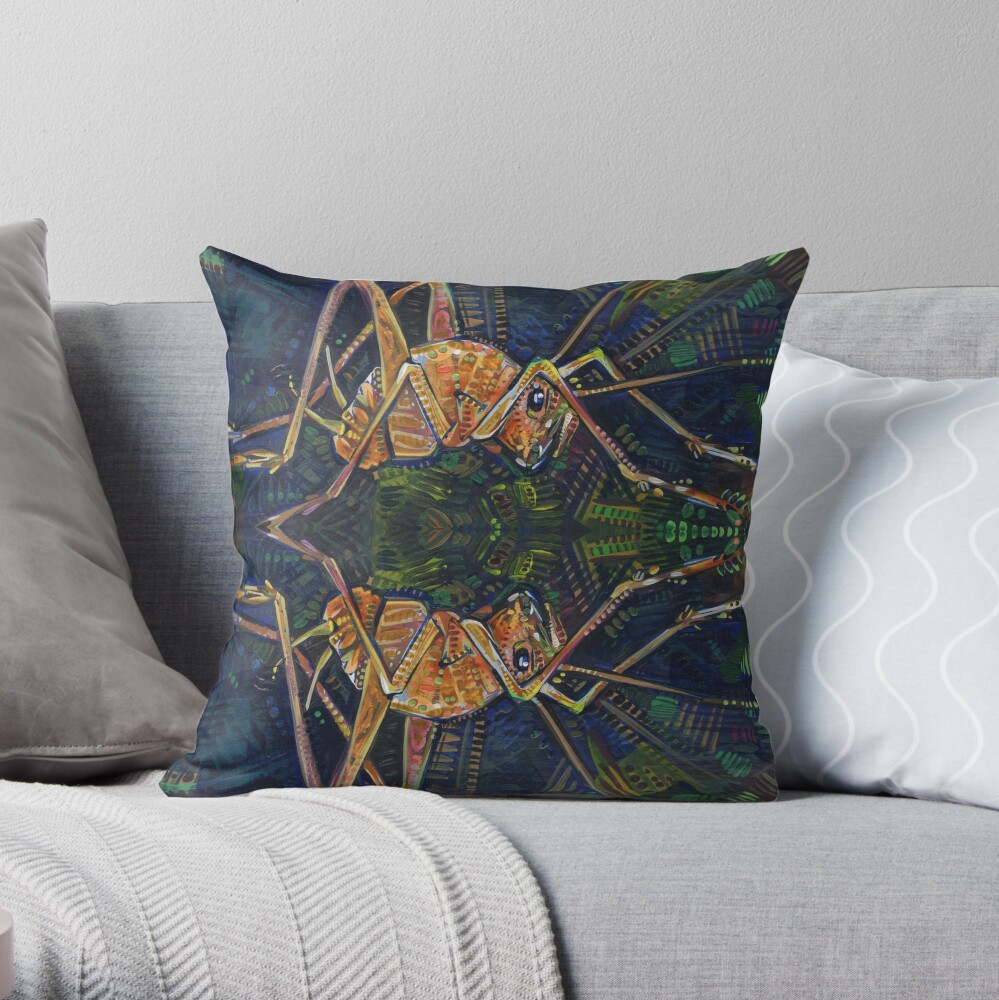 Asian Camel Cricket Painting - 2017 Throw Pillow