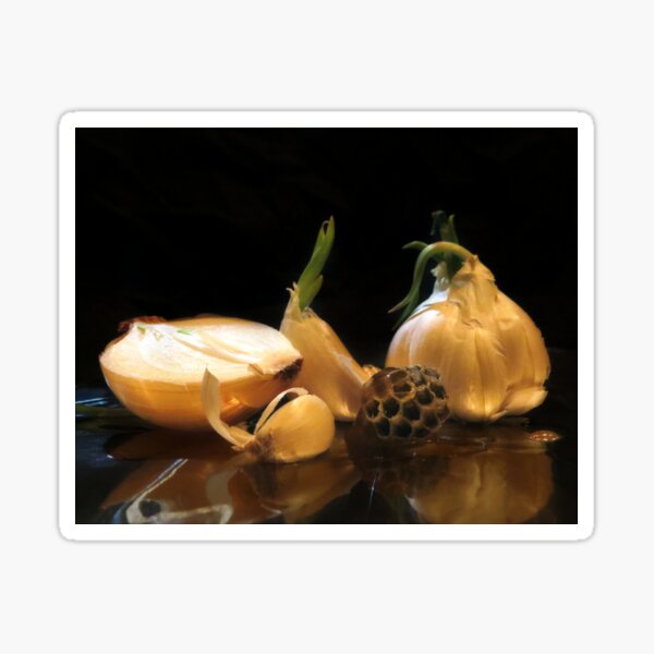 "Garlic, Onion, and Honey 2 Baroque Inspired Dark Still Life Photo