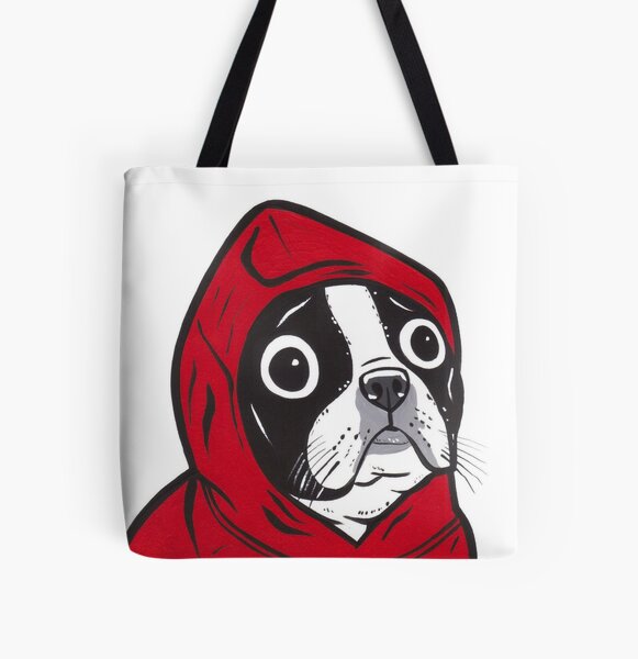 Artikel-Vorschau von Boston Terrier in einem roten Hoodie, designt und verkauft von turddemon.