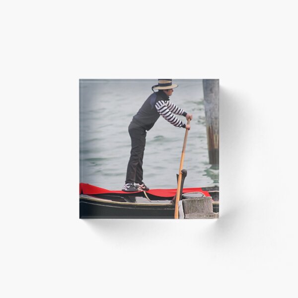 Venice Gondolier at Sunset Acrylic Block