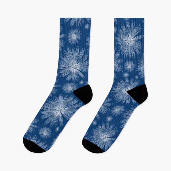 Item preview, Daisies-white on blue designed and sold by TheBarefootMom.