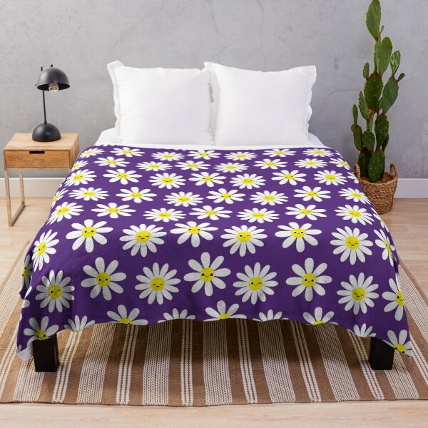 Item preview, Small Scale Purple Retro Happy Face Daisies Seamless Pattern designed and sold by ClaudiaFlores.