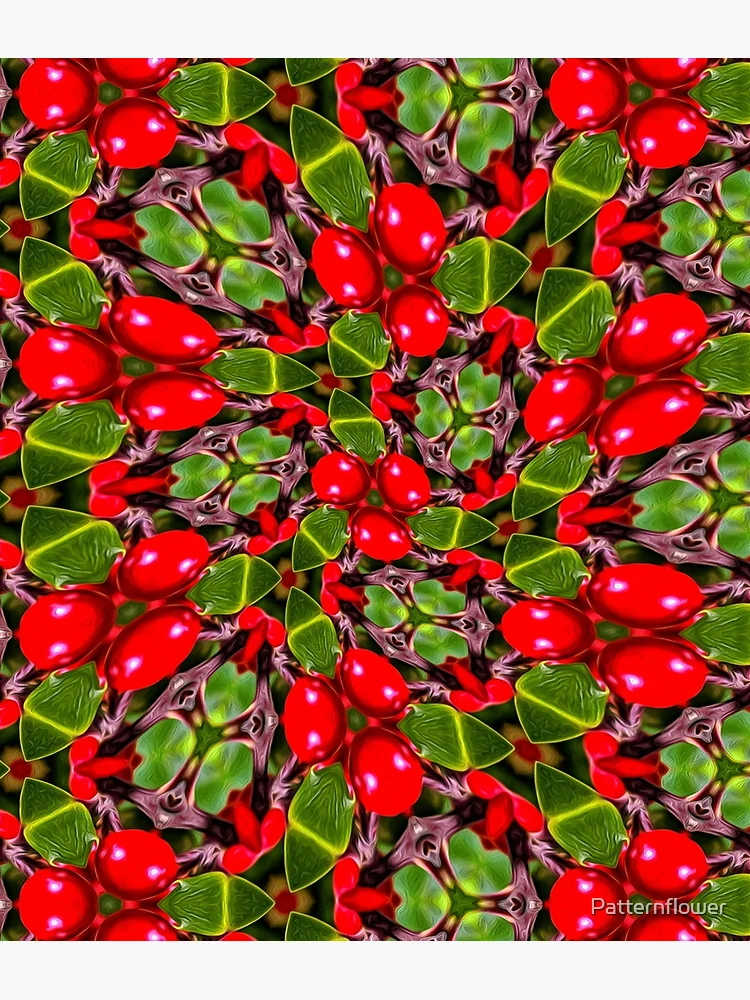 Thumbnail 3 of 3, Poster, Red Holly Pattern designed and sold by Patternflower.