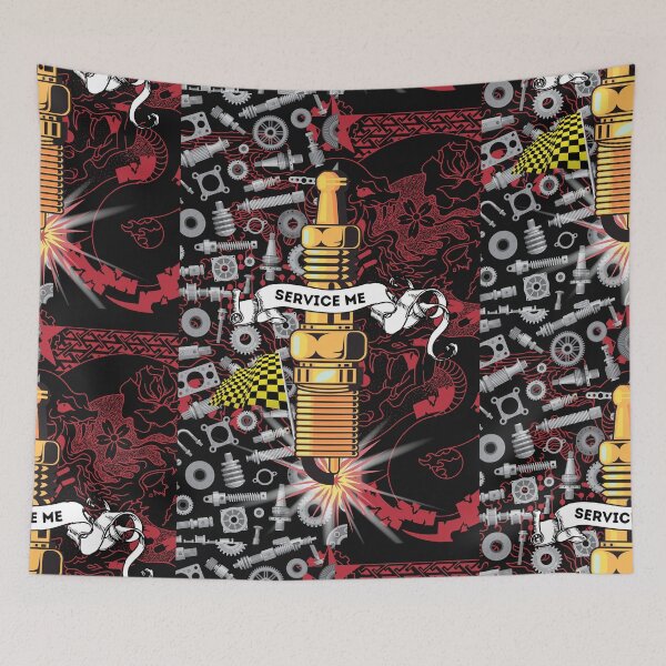Item preview, service me hot rod garage pattern  designed and sold by Bert Englefield.