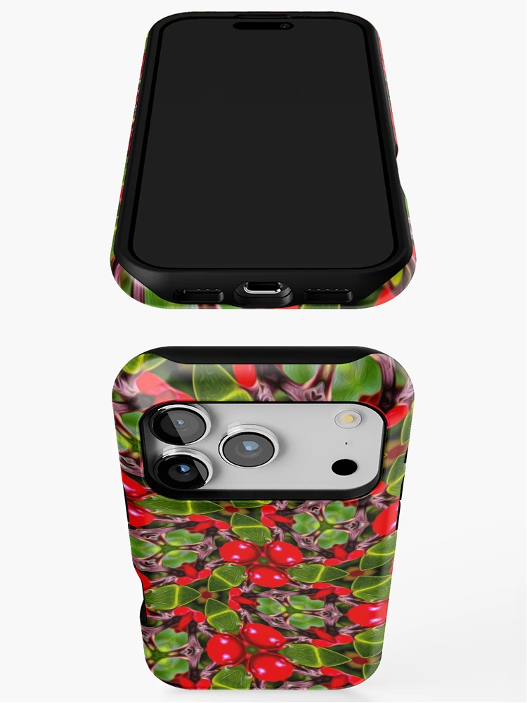 Thumbnail 3 of 4, iPhone Case, Red Holly Pattern designed and sold by Patternflower.