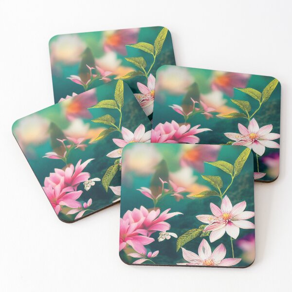 Item preview, a group of pink flowers with green leaves designed and sold by DesignAtYO.