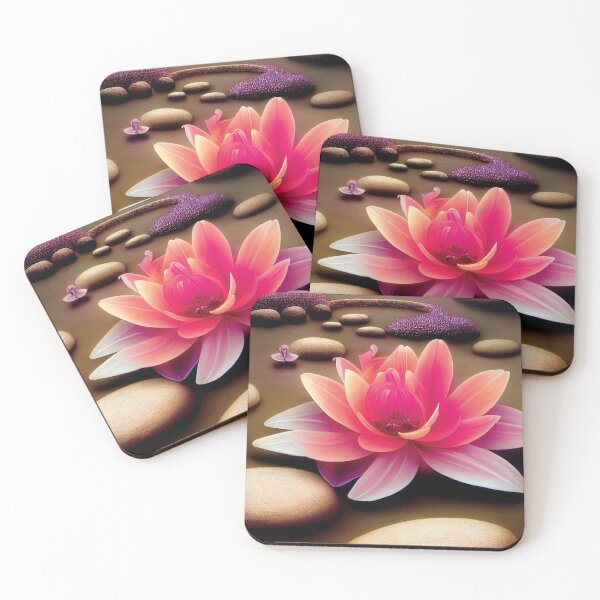 Item preview, a pink flower sitting on top of a pile of rocks designed and sold by DesignAtYO.